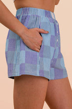Load image into Gallery viewer, Striped &amp; Checker Boxer Shorts: BLUE STRIPE
