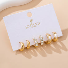 Load image into Gallery viewer, Pearl &amp; Baguette Huggie Hoop Trio Earring Set | 80E61741: GOLD
