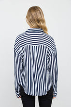 Load image into Gallery viewer, VERTICAL STRIPE COLLARED BUTTON DOWN SHIRT: TAUPE

