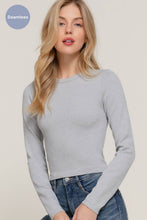 Load image into Gallery viewer, Long Sleeve Crew Neck Rib Seamless Top: BRG-wine / M/L
