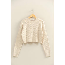 Load image into Gallery viewer, Cropped Cable Knit Sweater: ALPACA
