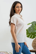 Load image into Gallery viewer, STRIPE COLLARED SHORT SLEEVE LINEN SHIRT: KHAKI
