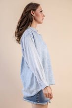 Load image into Gallery viewer, Mineral Washed Colorblock Striped Shirt Top: INDIGO
