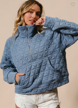 Load image into Gallery viewer, Slate Denim Quilted Half Zip
