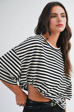 Load image into Gallery viewer, Oversized Stripe Boyfriend Tee: Tan / Contemporary
