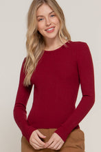 Load image into Gallery viewer, Long Sleeve Crew Neck Viscose Rib Sweater: GRN-hunter green
