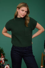 Load image into Gallery viewer, MOCK NECK POCKET DETAIL SHORT SLEEVE KNIT SWEATER: LIGHT TAUPE
