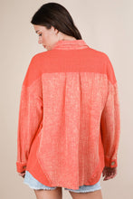 Load image into Gallery viewer, Mineral Washed Oversized Gauze Shacket Jacket: CORAL
