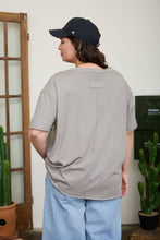 Load image into Gallery viewer, PLUS WASHED RELAXED SHORT SLEEVE V NECK KNIT TOP: VINTAGE BLUE

