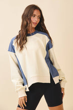 Load image into Gallery viewer, Colorblock Terry Pullover Sweatshirt: White Heather Gray / Contemporary
