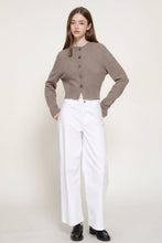 Load image into Gallery viewer, Long Sleeve Round Neck Button Down Sweater Cardigan: TPE-taupe / M
