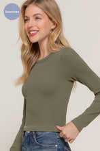 Load image into Gallery viewer, Long Sleeve Crew Neck Rib Seamless Top: WHT-white / M/L

