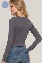 Load image into Gallery viewer, Long Sleeve Crew Neck Rib Seamless Top: OLV-olive / S/M
