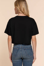 Load image into Gallery viewer, Short Sleeve Crew Neck Oversize Crop Cotton Knit Tee: RED-red / L
