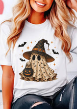 Load image into Gallery viewer, Halloween Trick or Treat Ghost Unisex Round Neck Tee: Heather Grey / M / Graphic T-Shirt
