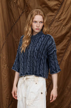 Load image into Gallery viewer, WASHED 3/4 SLEEVE TURTLENECK CABLE KNIT PULLOVER: DARK BROWN
