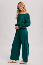 Load image into Gallery viewer, WIDE NECK OFF THE SHOULDER KNIT JUMPSUIT: IVORY
