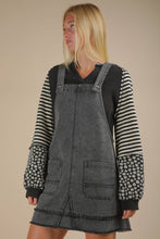 Load image into Gallery viewer, Washed Denim Overall Mini Dress: BLACK
