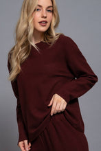 Load image into Gallery viewer, Long Sleeve Round Neck Soft Knit Top: BRG-maroon / M
