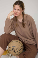 Load image into Gallery viewer, CREW NECK RIBBED LONG SLEEVE KNIT TOP : OATMEAL
