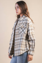 Load image into Gallery viewer, Oversized Checkered Casual Shacket Jacket: OLIVE MIX
