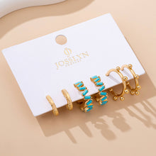 Load image into Gallery viewer, Turquoise Enamel Hoop Trio Earring Set | 80E61672: GOLD
