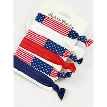 Load image into Gallery viewer, American Flag Hair Tie Bracelet Set: MIX COLOR / ONE
