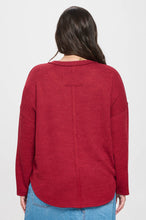 Load image into Gallery viewer, PLUS SOLID NOTCH NECK KNIT TOP: BURGUNDY
