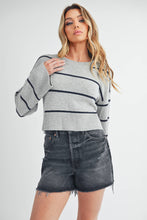 Load image into Gallery viewer, Emmanuelle Sweater: Heather Gray/Navy / Contemporary
