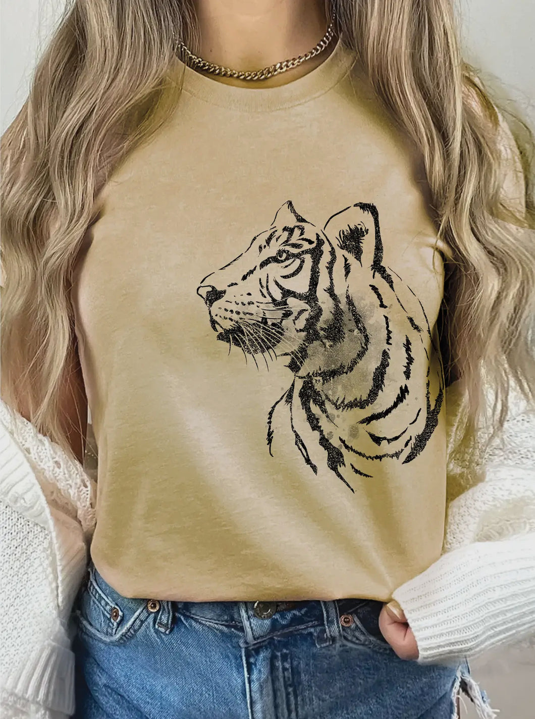 Tan Tiger Head Tee