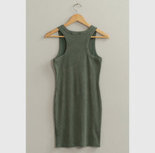 Load image into Gallery viewer, Gray Green Acid Washed Ribbed Dress
