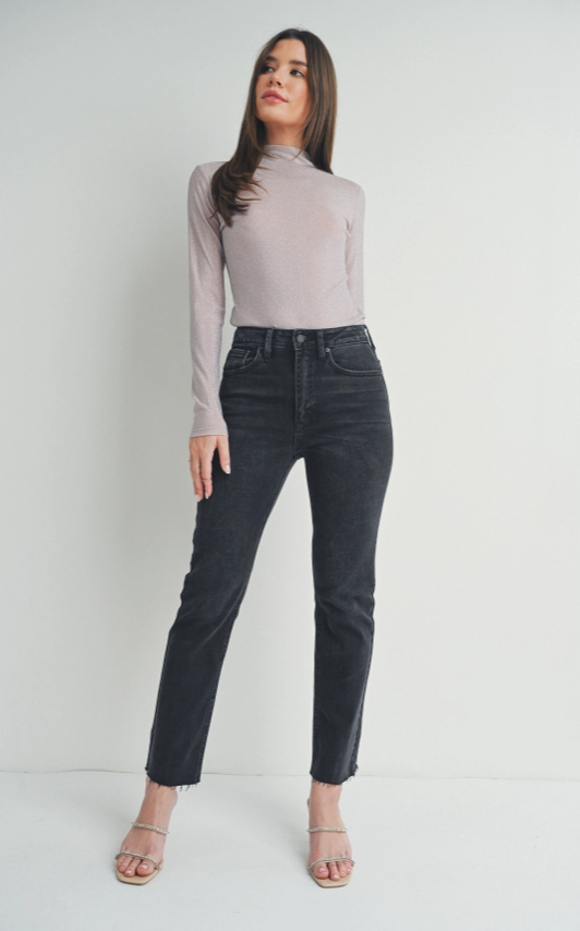 Judy Blue Cut Off Cropped Straight Leg Jeans Black