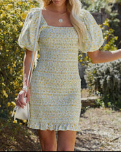 Load image into Gallery viewer, Yellow Puffer Sleeve Dress
