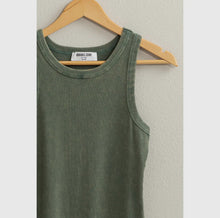 Load image into Gallery viewer, Gray Green Acid Washed Ribbed Dress
