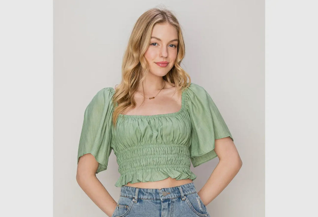 Green Lace Up Top