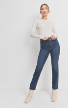 Load image into Gallery viewer, Dark Cut Off Straight Leg Judy Blue Jeans
