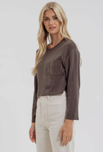 Load image into Gallery viewer, Charcoal Ribbed Long Sleeve Top
