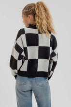 Load image into Gallery viewer, Checkered Mock Neck Knit Sweater
