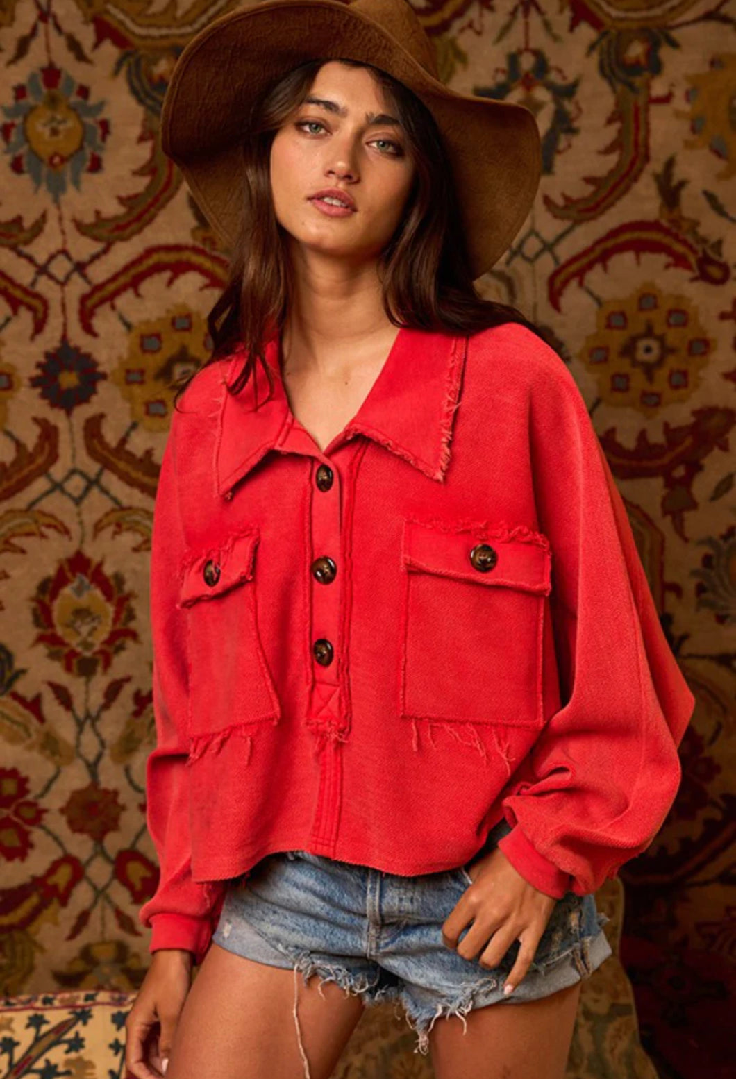 Premium Red Vintage French Terry Top