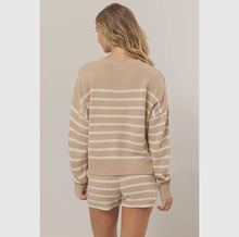 Load image into Gallery viewer, Taupe &amp; Cream Sweater Short Set
