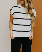 Load image into Gallery viewer, Black &amp; White Sleeve Sweater Tee
