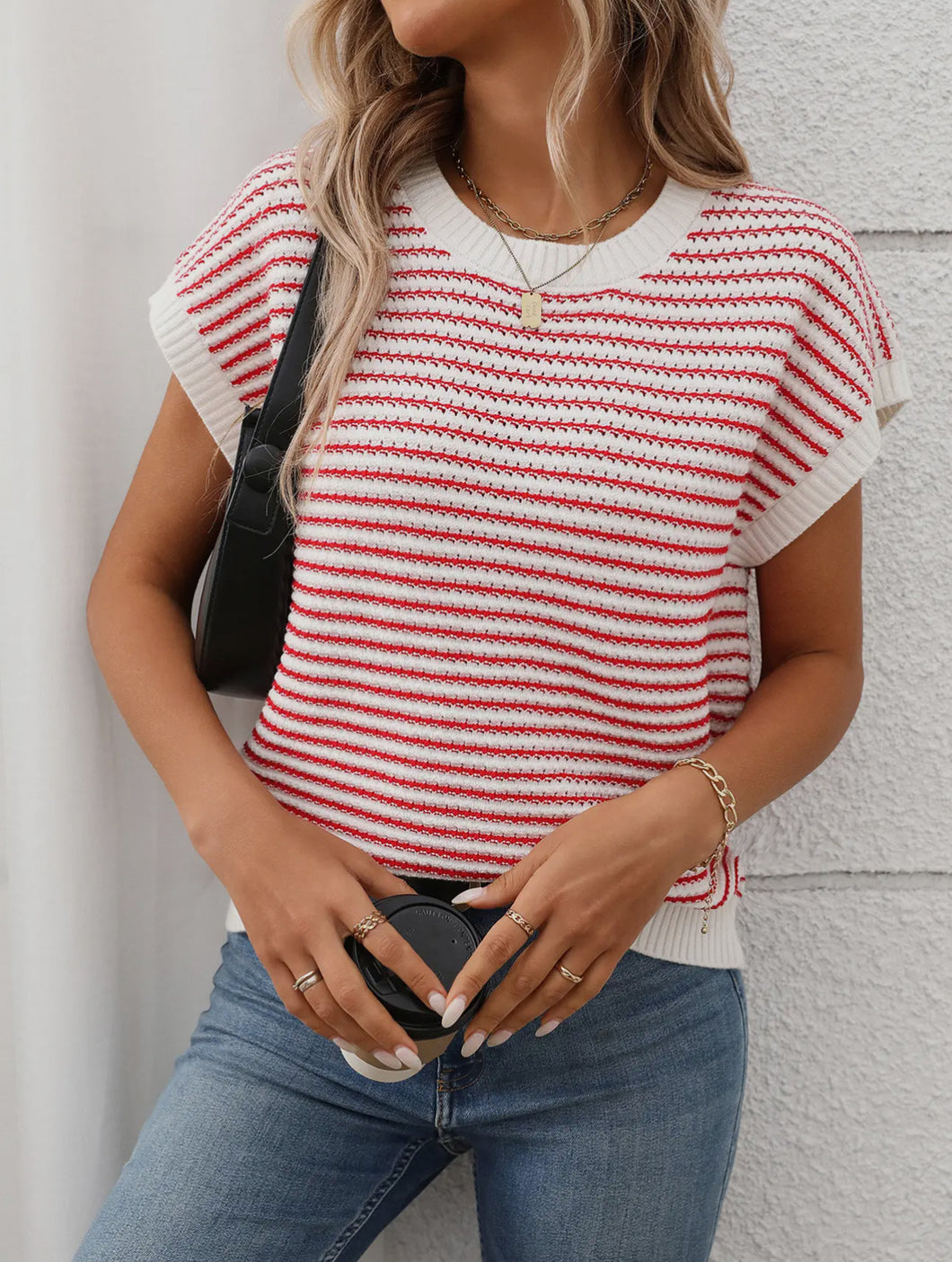Red & White Sweater Striped