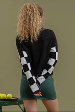 Load image into Gallery viewer, Checkered Long Sleeve Drop Shoulder Sweater
