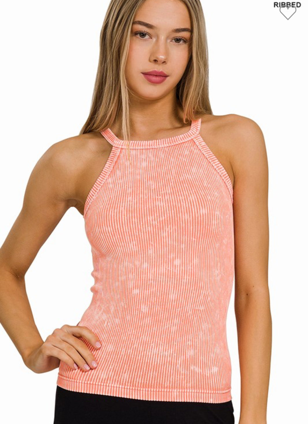 Coral Ribbed Tank