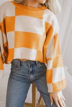 Load image into Gallery viewer, Orange checkered sweater SKUPBS

