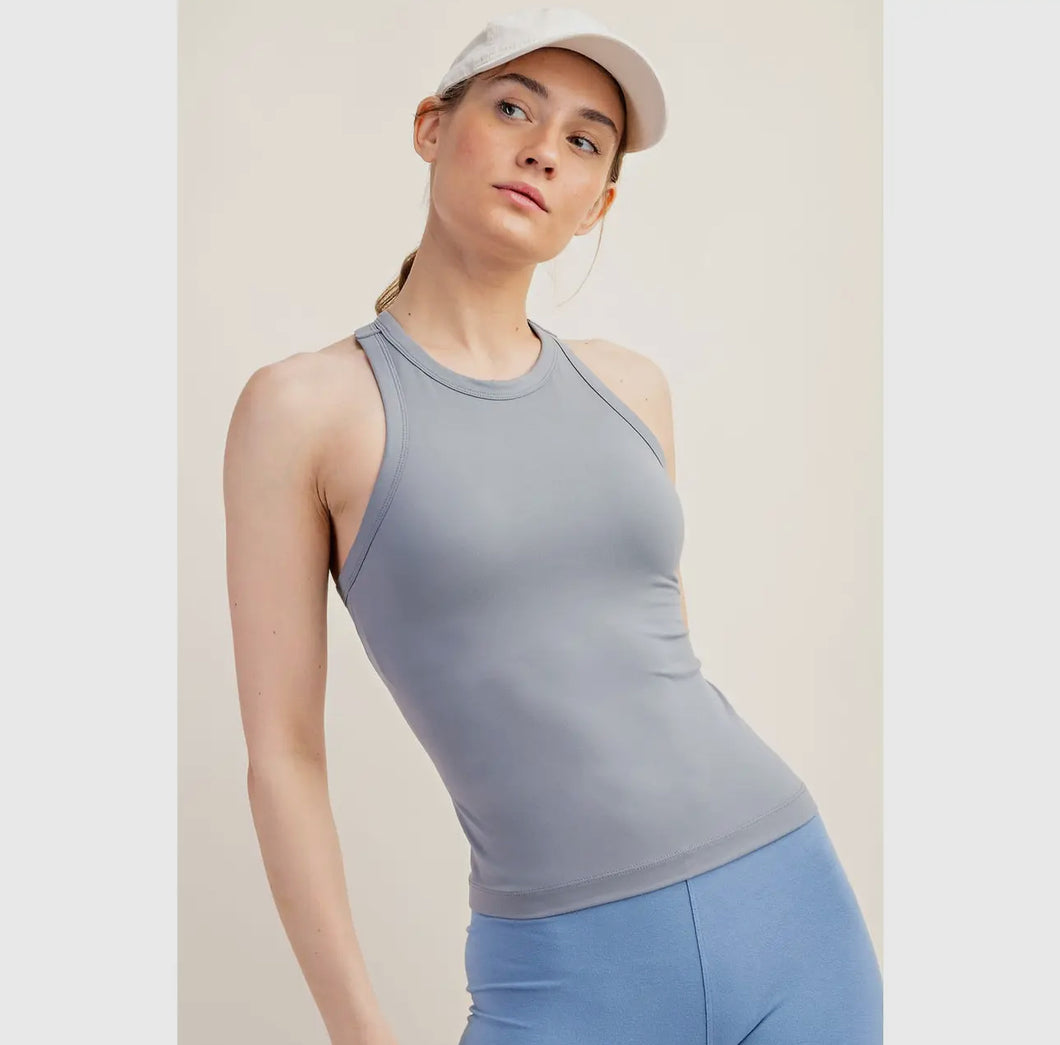 Butter Racer Back Tank: Rhino Grey