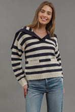 Load image into Gallery viewer, Navy &amp; Cream Sailor Sweater
