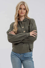 Load image into Gallery viewer, Olive Raw Edge Knit Top
