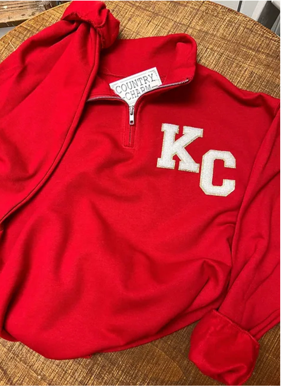 Red KC Patch Quarter Zip