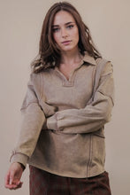 Load image into Gallery viewer, Mocha Mineral Washed Oversized French Terry Top

